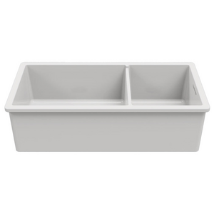 Turner Hastings Cuisine 93x48 Fine Fireclay Inset or Undermount One and a Half Bowl Sink Gloss White CUD93FS