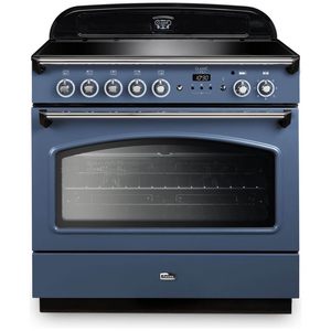 Falcon 90cm Classic FX Induction Freestanding Oven/Stove Stone Blue and Chrome