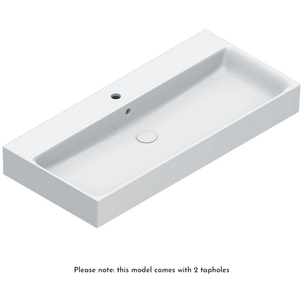 Catalano Premium 1000x470 Basin With 2 Lateral Tapholes Satin White 0221002021