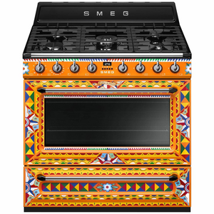 Smeg 90cm Victoria Freestanding Dual Fuel Oven/Stove Dolce & Gabbana Divina Cucina