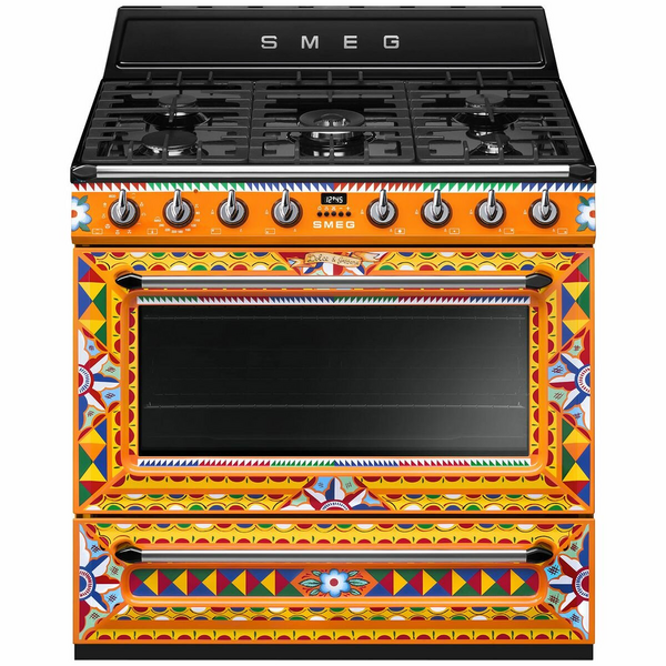 Smeg 90cm Dolce & Gabbana Divina Cucina Freestanding Dual Fuel Oven/Stove  TRA90DGC9 | Winning Appliances