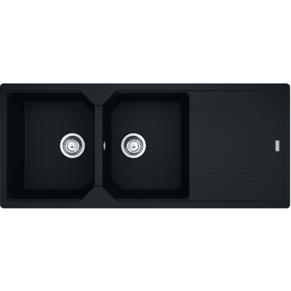 Franke Urban Fragranite Double Bowl Topmount Sink with Reversible Drainer Matte Black UBG621MB