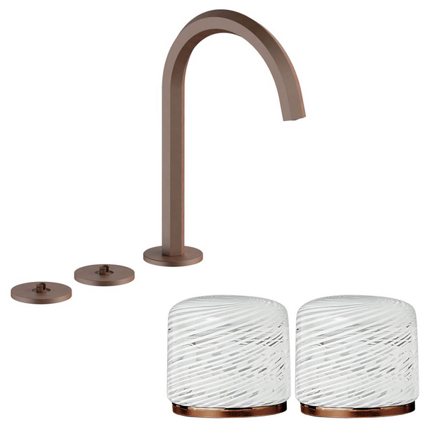 Fantini Venezia by Venini White Filigree Handle Tall Basin Set - Matte Copper PVD VENBS705MCPVNCP