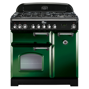 Falcon 90cm Classic Deluxe Freestanding Dual Fuel Oven/Stove Racing Green and Chrome