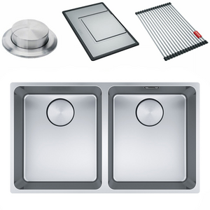 Franke Mythos 340mm Double Bowl Undermount Sink with Accessories