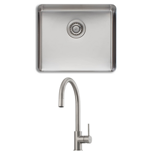 Oliveri Sonetto Single Bowl Sink and Venice Brushed Nickel Pull Out Tap Pack VE520FBN-PSN1050U