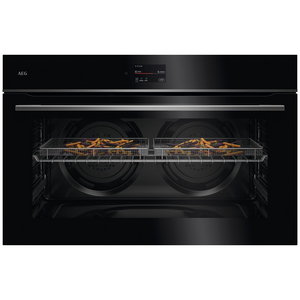 AEG 90cm 7000 Series Pyrolytic Built In Oven Gloss Black with Stainless Steel Trim