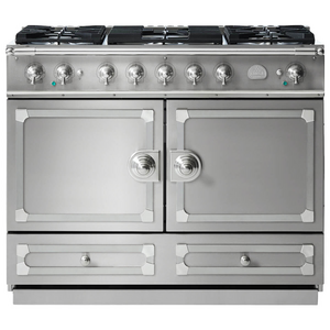 La Cornue Cornufe 110cm Dual Fuel Freestanding Oven Brushed Stainless Steel with Brushed Nickel