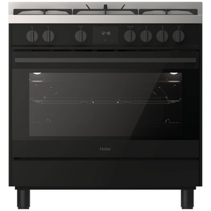 Haier 90cm 300 Series Dual Fuel Freestanding Oven Black