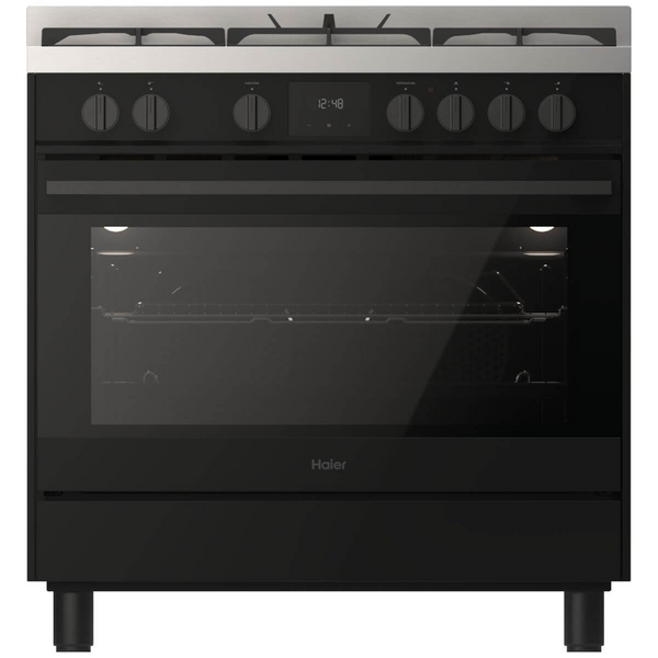 Haier 90cm 300 Series Dual Fuel Freestanding Oven Black HOR90S8MBX2