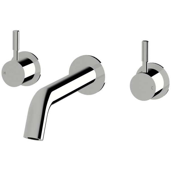 Sussex Taps Virgo Wall Basin or Bath Set 200mm Fluted Chrome VGWBBS20001-F