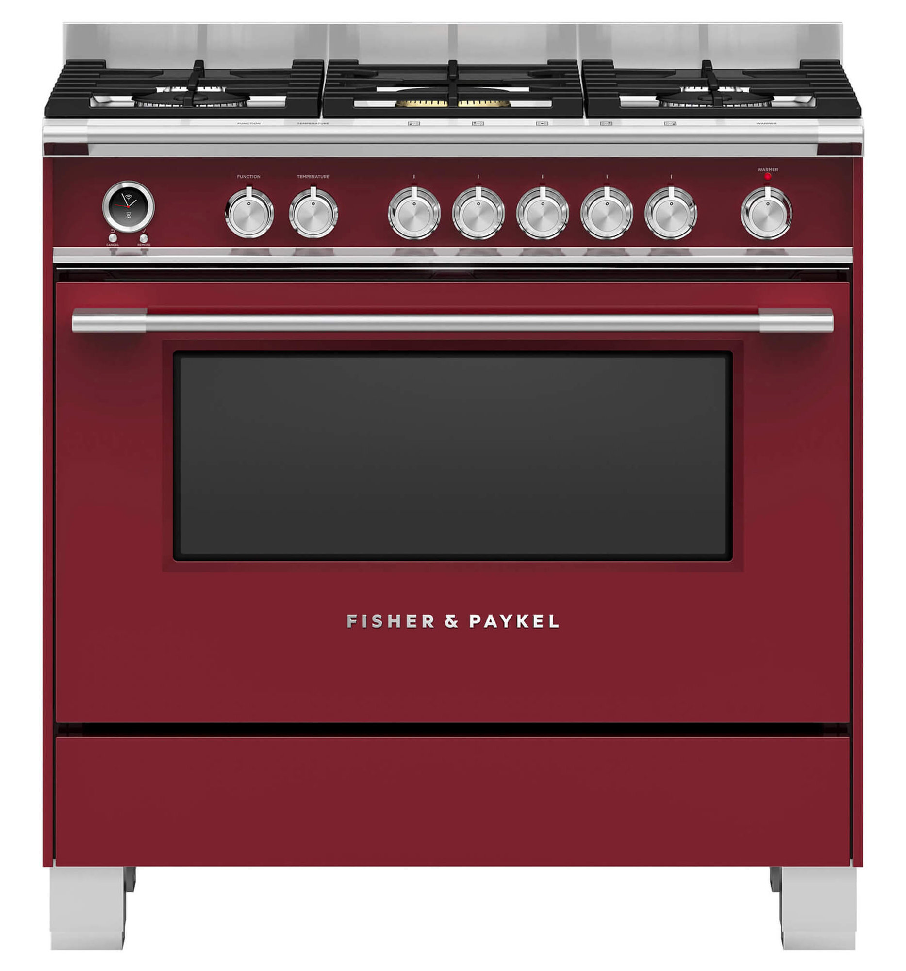 Fisher Paykel Series 9 90cm Classic Freestanding Dual Fuel Pyrolytic Cooker Red OR90SCG6R1 Winning Appliances