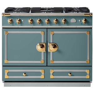 La Cornue Cornufe 110cm Dual Fuel Freestanding Oven Ocean with Polished Brass