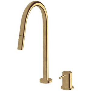 Sussex Taps Virgo Hob Set Pull Out Spray Tap Living Tumbled Brass