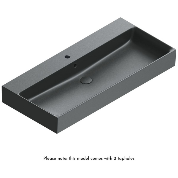 Catalano Premium 1000x470 Basin With 2 Lateral Tapholes Satin Black 0221002022