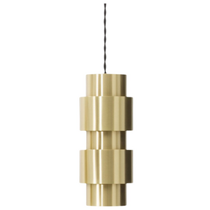 CTO Lighting Ring Pendant Light - Satin Brass with Black Silk Braided Flex RINPEOSB
