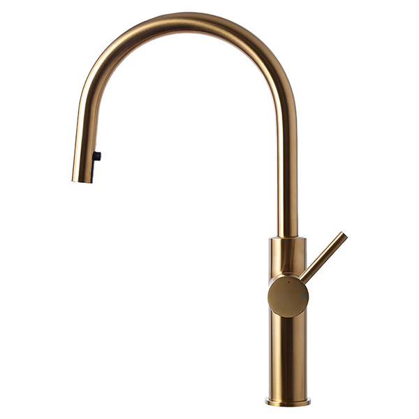 BEST BRASS Pure Titan TP-5C - β Titan Essentials Lite Gooseneck Pull Out Kitchen Mixer Tap - Brass