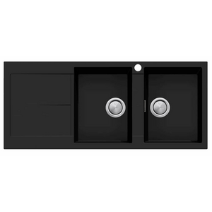 Oliveri Santorini Double Bowl Topmount Sink with Left Hand Drainer Matte Black