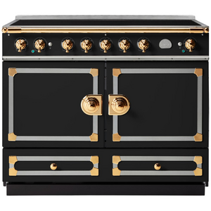 La Cornue Cornufe 110cm Induction Freestanding Oven Matte Black with Polished Brass