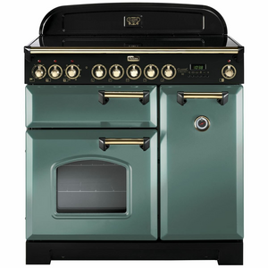 Falcon 90cm Classic Deluxe Freestanding Induction Oven/Stove Mineral Green and Brass