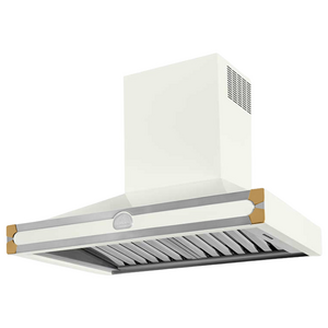 La Cornue Albertine 90cm Canopy Rangehood Pure White with Polished Brass