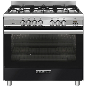 Glem Gas GlemGas 90cm Matte Black Natural Gas Freestanding Oven with Electric Grill