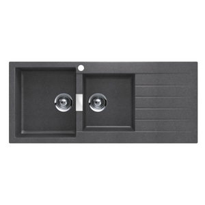 Abey Schock Signus 1& 3/4 Bowl Topmount Sink with Right Hand Drainer Stone