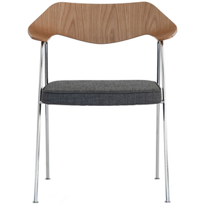 Case Furniture 675 Armchair in Oak - Chrome Frame and Elum Dark Fabric RD301OELUM2CHR