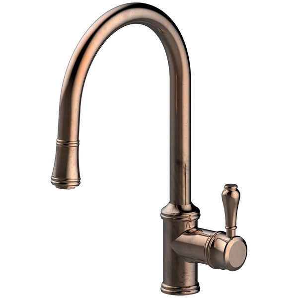Armando Vicario Provincial Pull Out Kitchen Mixer Tap Natural Brass 400674NBR-LF