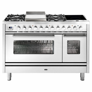 ILVE Professional Plus 120cm Freestanding Double Dual Fuel Oven/Stove P12FIDWE3SS
