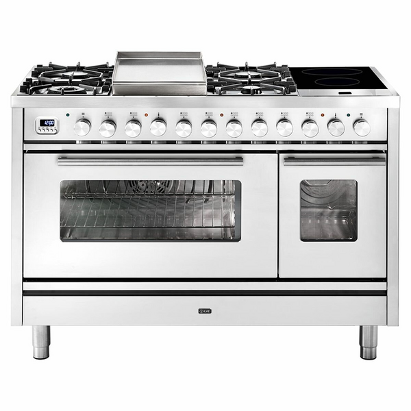 ILVE Professional Plus 120cm Freestanding Double Dual Fuel Oven Stove P12FIDWE3SS Winning Appliances