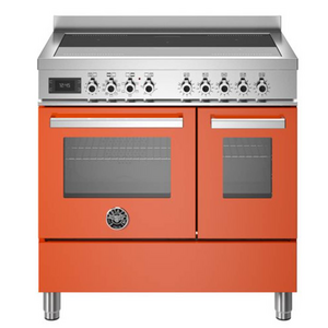 Bertazzoni Professional Series 90cm 5-Zone Induction Cooktop with Electric Double Oven Cooker Arancio