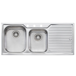 Oliveri Diaz 1 and 3/4 Bowl Topmount Sink with Right-Hand Drainer