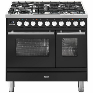 ILVE Professional Plus Series 90cm Dual Fuel Five Burner Double Oven with Milano Knobs
