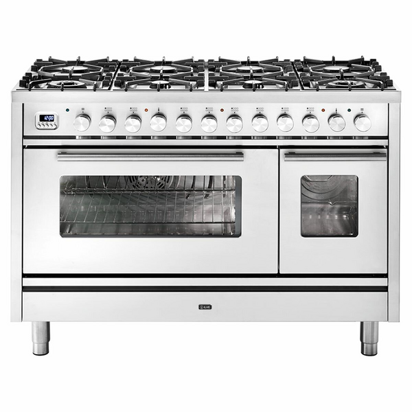 ILVE Professional Plus 120cm Freestanding Double Dual Fuel Oven Stove P128DWE3SS