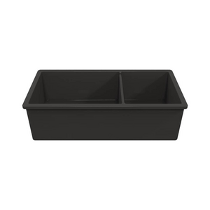 Turner Hastings Cuisine 93x48 Fine Fireclay Inset or Undermount One and a Half Bowl Sink Matte Black