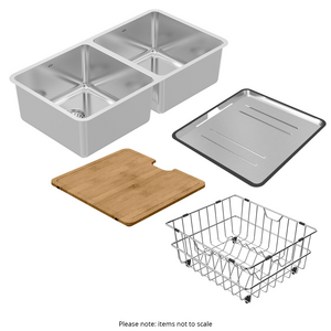 Abey Lago Double Sink with Accessories inc Dish Rack