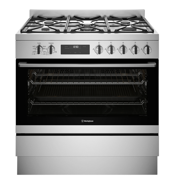 Westinghouse 90cm Dual Fuel Pyrolytic Freestanding Cooker with SteamBake Dark Stainless Steel WFEP9717DD Winning Appliances