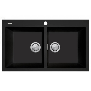 Oliveri Santorini Double Bowl Topmount Sink Matte Black