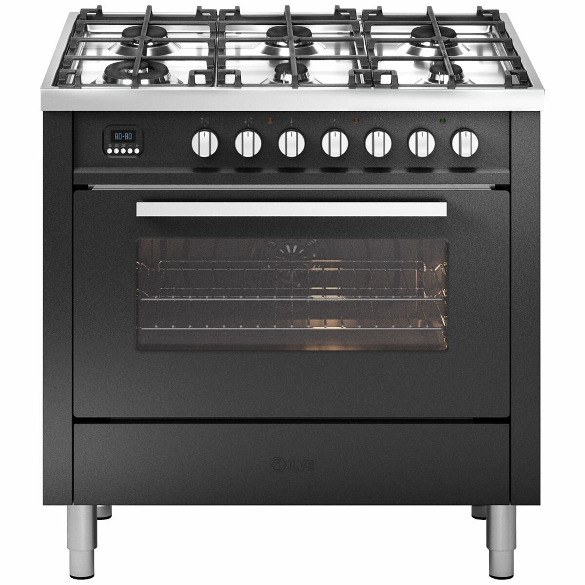 ILVE 90cm Pro Line Freestanding Dual Fuel Stove Oven Matte Graphite L096WMPMG