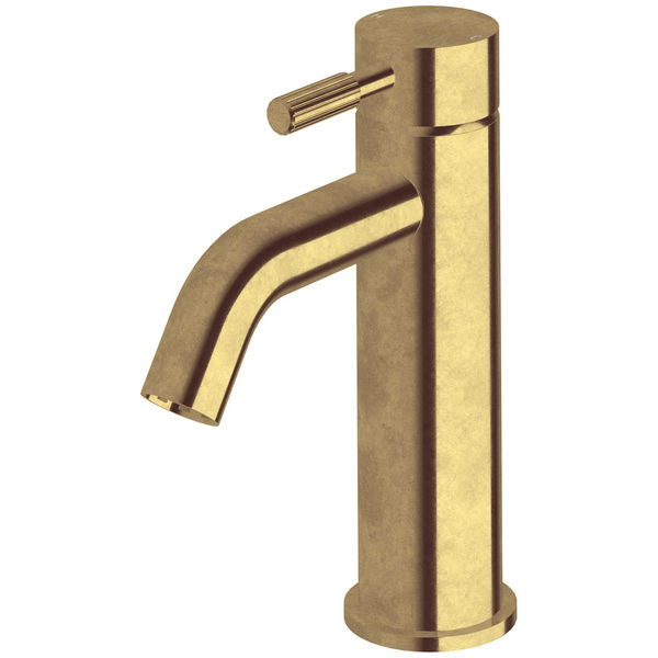 Sussex Taps Virgo Basin Mixer Tap Fluted Living Tumbled Brass VGBM-01-F-23