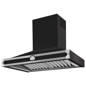 La Cornue Albertine 90cm Canopy Rangehood Matte Black with Brushed Nickel HS9NN21ET0