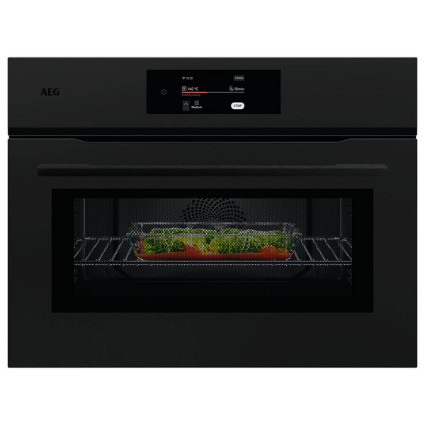 AEG 60cm 8000 Series Compact Built-In Combi-Microwave Oven with Grill and Hot Air - Matte Black NKK8A701T