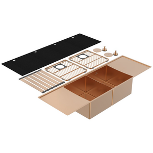 Abey Boutique Lugano Double Bowl & Double Drainer Sink - Artisan Copper