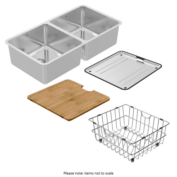 Abey Lago Double Sink with Accessories and Dish Rack WNL200