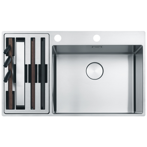 Franke Box Centre Double Bowl Sink with Small Bowl Left
