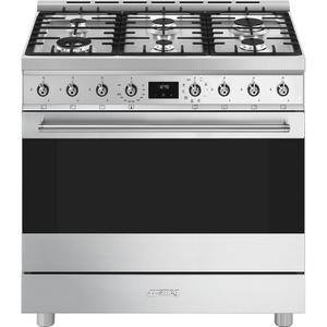 Smeg 90cm Classic Dual Fuel Freestanding Oven Stainless Steel CS9GMXA2