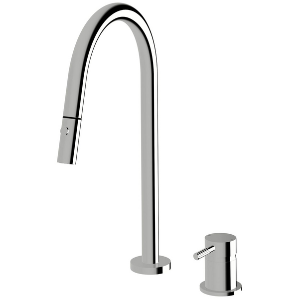 Sussex Taps Virgo Hob Set Pull Out Spray Tap Fluted Chrome VGHMSPOS01-F