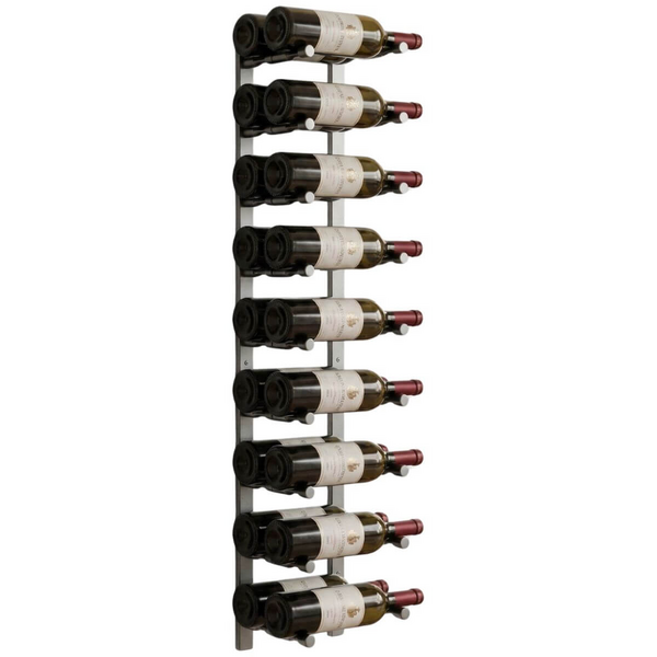 KingsBottle 18 Bottle Offset Peg Metal Rail Wall-Mounted Wine Rack RAIL1026-WPH02MBK