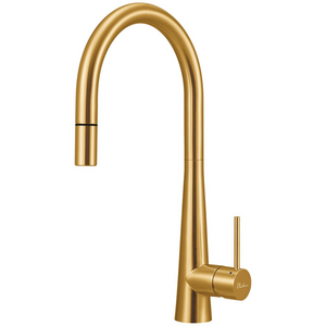 Oliveri Essente 316 Stainless Steel Goose Neck Pull Out Mixer - Brushed Gold
